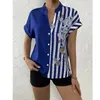 Designer été 3XL femmes chemises nouveau Double contraste imprimé bouton Cardigan Blouses mode à manches courtes chemise hauts