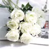 Decorative Flowers 51cm Long Branch Flower Bouquet Red Velvet Roses Artificial Wedding Party Home Table Bedroom Living Room Decoration