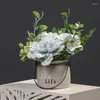 Decorative Flowers Hydrangea Ceramic Fake Flower Potted Home Living Room Wine Cabinet Decoration Artificial Plant Ornaments