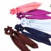 Fashion Colorful Bow Satin Long Ribbon Women Hair Scrunchies Scarf Ponytail Holder Elastic Hair Bands Hair Accessories 1954