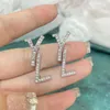 Silver plated designer earring cool ladies winter iced out plain mothers day classical letters lovers earings beautiful iced out diamond earrings grace ZB033 F23