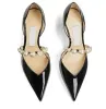Marques Femmes Sandale Chaussures Escarpins Escarpin à bout pointu en cuir verni blanc noir avec perles Cristal orné de talons hauts Femme Mariage