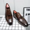 Brogue Shoes Oxfords Derby All Brown Pu Lace-Up Business Shoes для мужчин с бесплатной доставкой Chaussures Pour Hommes