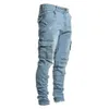 Men's Jeans Été hommes jean couleur unie Multi poches Denim taille moyenne extensible jean moulant grande taille mode pantalon usage quotidien 230316