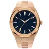 Wristwatches 18K Gold Quartz Analog Wrist Watch For Men High Quality Fashion Frosted Star Dust Stainless Steel