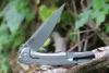 0707 Couteau pliant Flipper CPM-20CV Lame de lavage en pierre en fibre de carbone avec poignée en tôle d'acier Roulement à billes Couteaux de poche EDC à ouverture rapide avec boîte de vente au détail
