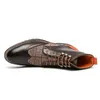 NOWOŚĆ MĘŻCZYZN Krótkie buty mieszane kolory kwadratowe palce koronkowe pasek kostki Blok kostki kowboj
