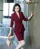 Women's Suits Blazers Novelty Wine Formal Women Business Suits with Skirt and Jackets Coat Ladies Office Professional Blazers Autumn Winter OL Styles 230316