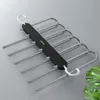 Hangers Racks 6 in 1 Magic Trouser Rack Hangers Stainless Steel Folding Pants Racks Tie Hanger Shelf Bedroom Closet Organizer Wardrobe Storage 230316