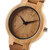 Relojes de pulsera Reloj de pulsera para mujer Hecho a mano Bambú Naturaleza Madera Vestido para mujer Relojes analógicos Correa de cuero genuino Hombres Relogio masculino