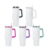 US Warehouse 40oz Sublimation White Tumbler with Colored Handle lid Straw Stainless Steels Travel Mug vacuum Insulated Water Bottle Outdoor Camping Cup 20pcs/case