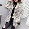 Bluzki damskie Awen Plaid Shirts Women and Tops Long Rleeve Lose Oversizes Casual Korean Cotton Checked Lady Owewear