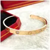 Pulsera de diseñador de lujo pulsera de diamantes de oro apertura clásica LOVE Cuff pulsera joyería unisex pulsera de acero inoxidable de alta calidad regalo de fiesta de pareja