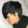 Short Bob Straight with Bangs Brazilian Virgin Pixie Cut Wig Natural Full Lace Front Cheap Human Hair Wigs for Black Women