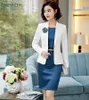 Ternos femininos Blazers Office Professional Lady 2 Peça Conjunto de negócios Vestido Blazer Testes feminino Moda de moda elegante Terno feminino Spring outono XXL 230316