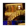 LED -strängar strängbelysning Jul utomhusdekoration 3,5 m dropp 0,30,5 m gardin Icicle Garden Xmas Party 110V 220V Drop Leverans L DH6QI