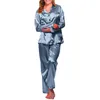 Slaapkleding damespamas voor vrouwen winter lange mouwen lange mouwen sexy lingerie satin pama sets vrouwelijke nachtkleding zijden pyjama loungewear