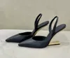 Elegant varumärke höga klackar första sandaler skor punkt tå kvinnor slingback lady f-formade klackar fest bröllop eu35-43