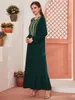 Etnik Giyim Wepbel Hicam Müslüman Abaya Kadın Moda O boyunduruk Gevşek Eid İslami Ramazan Tassel Altın İplik İşlemeli Elbise