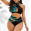 Costumi da bagno da donna Costume da bagno sexy a righe a vita alta Bikini con stampa leopardata Set due pezzi Tankinis Costume da bagno brasiliano estivo femminile 230316