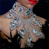 Kedjor Luxury Large Crystal Pendant Halsband Damer överdrivna modebling multilager Rhinestone smyckespresent