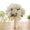 Decorative Flowers 1pcs Wedding Bouquet Artificial Rose Flower Bridal Bridesmaid White Silk Roses Marriage Accessories