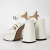 Dress Shoes Big Size Women Pumps Ladies High Heels Summer 2023 White Gladiator Slides Female Platform Party Square Toe Sandals