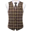 Mens Vests Hitie Viscose Mens Vest med slips Jacquard Solid Plain Randig Waistcoat Jacket Hanky ​​Cufflinks Wedding Business S TO XXXL 230313