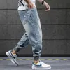 Mäns jeans hiphop harem jeans män lösa jogger denim casual sportbyxor sydkorea ankel längdbyxor gatukläder 230410