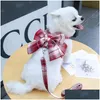 Dog Collars Leashes Bow Collar Skirt Cute Pet Harness With Breast Strap Traction Rope Cat Dogs Clothes Vest Princess Tutu Dress Dr Dhwu3