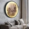 Modern Moon Lamp For Bedroom Living Room Stair Wall Light Fixture Led Interior Earth Background Home Decor Wall Lamps Ring Round