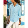 Women's Blouses Long Sleeve dames plus Szie Solid White Loose Turn Down Dames Dames Tops en Office Lady Spring Shirts Top