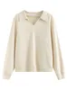 DUSHU Femmes Pull Pull Noir Femmes Sweats Vneck Lâche Chandails À Manches Longues Chaud Épais Allmatch Beige Casual Tops 230316