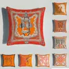 Taie d'oreiller imprimée de luxe Orange, modèle de Villa, chambre, décoration de fenêtre flottante, housse de coussin carrée, coussin de Protection de la taille