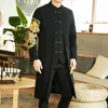 Men's Trench Coats Spring Mens Chinese Style Long Windbreaker Jacket Men Streetwear Oriental Clothes Men Chinese Mandarin Trench Coat 230316