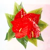 Dekorativa blommor 12/18 huvuden Artificiell blomma liten krukväxt Silkdräkt Stor Anthurium Office Decoration Bonsai Wholesale Home Decor