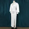 Robes décontractées Élégant pour les femmes Bodycon Blanc Vert Pulls à manches longues Bouton Haute Split Qualité Luxe Anniversaire Robe de dîner