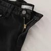 女子ショーツショーツ女性ブラックストレートズボン毛皮で裏打ちされたハーフジッパーフライデニムボトムハラジュクポケットショートストリートウェアストレッチミュージャーBF 230316