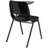 Czarne wyściełane ergonomiczne krzesło skorupowe z lewą ręką Flip Up Tablet ramię