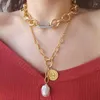 Anhänger Halsketten Nische Flut Marke Retro Natürliche Perle Schönheit Kopf Münze Halskette
