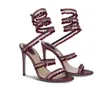 Luxury women wedding Dress Shoes sandal Rene CHANDELIER heel BLACK SATIN JEWELLED SANDALS stiletto Heels Evening high heel pump shoes factory sale 35-43Box