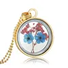 Pendant Necklaces Dried Rose Glass Floating Lockets For Women Flower Pendants Necklace Chain Choker Jewelry Gifts SouvenirPendant