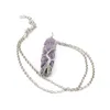 Collana con albero della vita fatta a mano per donna semplice pietra naturale cristallo prisma esagonale ciondolo catena maglione regalo gioielli