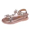 Sandals Baby Girl Sandals Crystal Bling Diamond Flower Princess Dance Shoes Summer Small Big Kids Party Shoes1-3-4-6-7-12 Years Old 230316