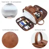 Косметические сумки корпусы Water -Resistant PU кожаные туалетные принадлежности для мужчин Travel Wash Shaving Dopp Kit Организатор для макияжа с влажным сухом 230316