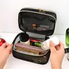 Cosmetic Bags Cases 1Pc Mesh Bag Makeup Black Zipper Pouch for Offices Travel Storage Toiletry 230316