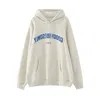 Kvinnors hoodies kvinnor kläder grå vintage gata tröja hoodie brev tryckning långa ärmar avslappnade varma överdimensionerade baggy damer toppar höst 230316