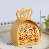 Gift Wrap 20/100pcs Baby Shower Laser Cut Crown Dragee Candy Paper Packaging Gift Box Chocolate Wedding Party Candy Box Wrapping Gift Bags 230316