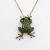 Anhänger Halsketten Vintage Rose Gold Farbe Niedlichen Tier Frosch Grün Kristall Halskette Schmuck Für Frauen Mode Boho GeschenkeAnhänger