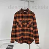 Women's Blouses & Shirts designer black orange plaid men's and women's shirt loose casual couple wool coat trend 9O8B